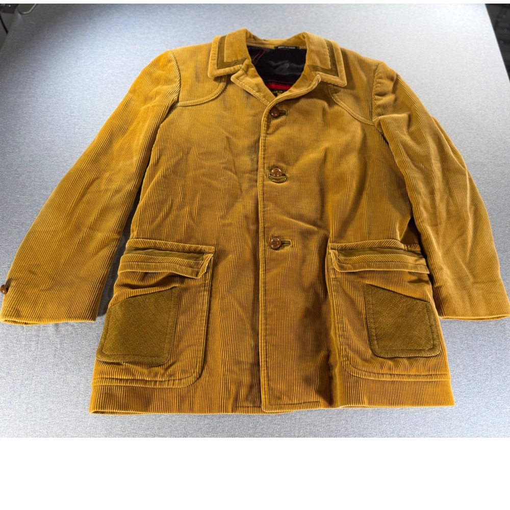 Vintage 70s Brown Corduroy Western Ranch Coat Made in Spain WPL 9362 Men M